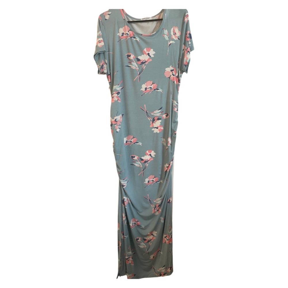 Blue Floral Maternity Dress